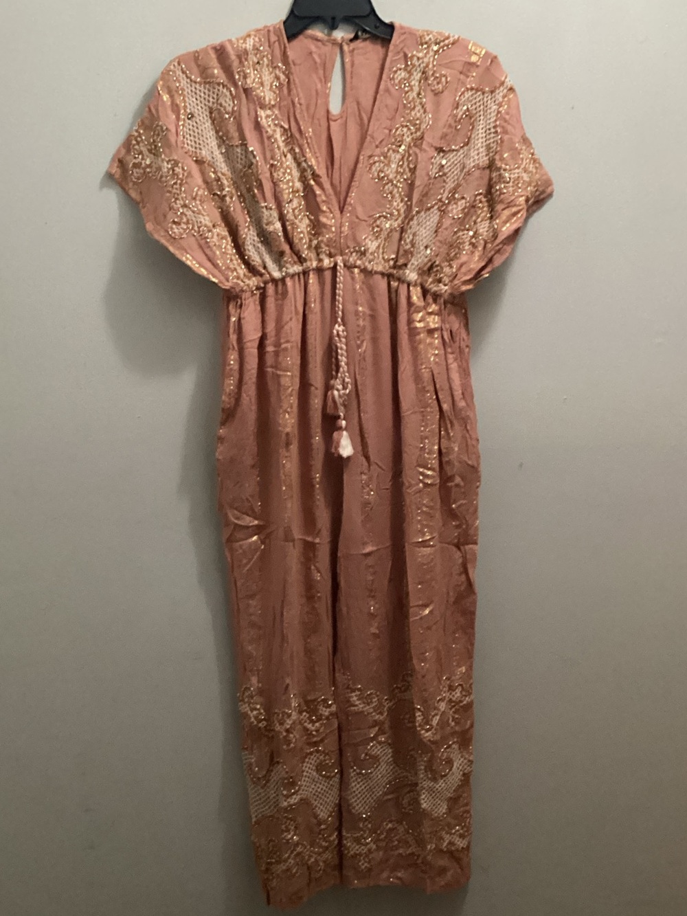 Women's Lurex Jumpsuit 100% Viscose, Hand-Embroidered Details see description